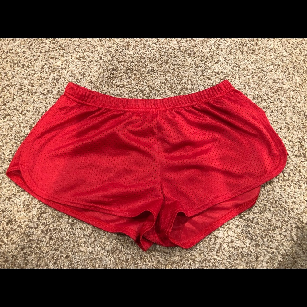 Red athletic shorts
